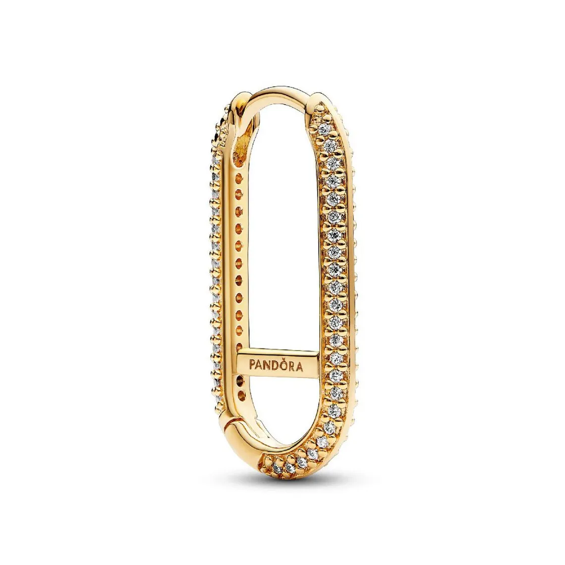 Boucle d’Oreille Unique Link Pavé Allongé Pandora Doré | 3 Suisses